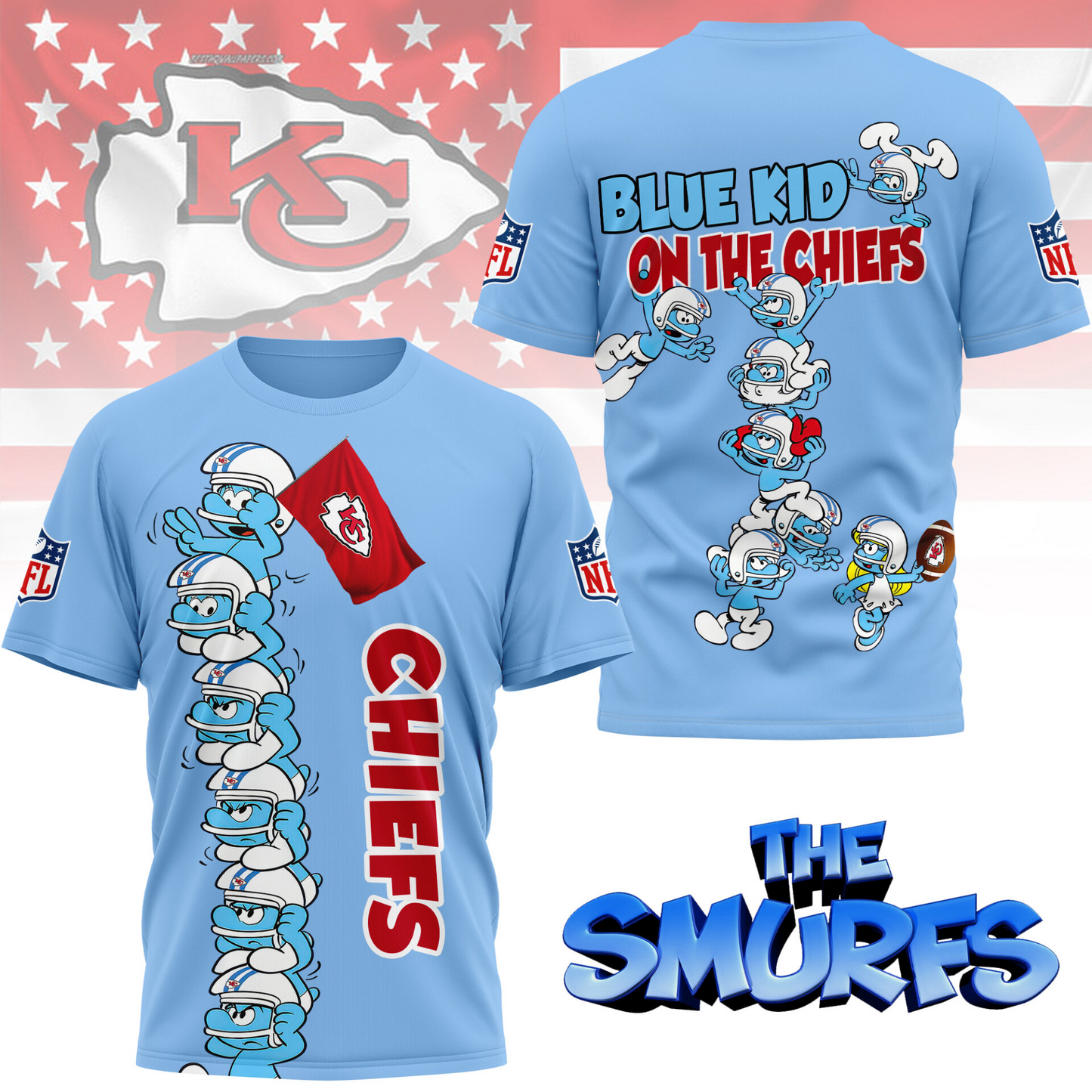 KCC Premium NFL x Smurfs 3D Shirt DDT 210725 CTND