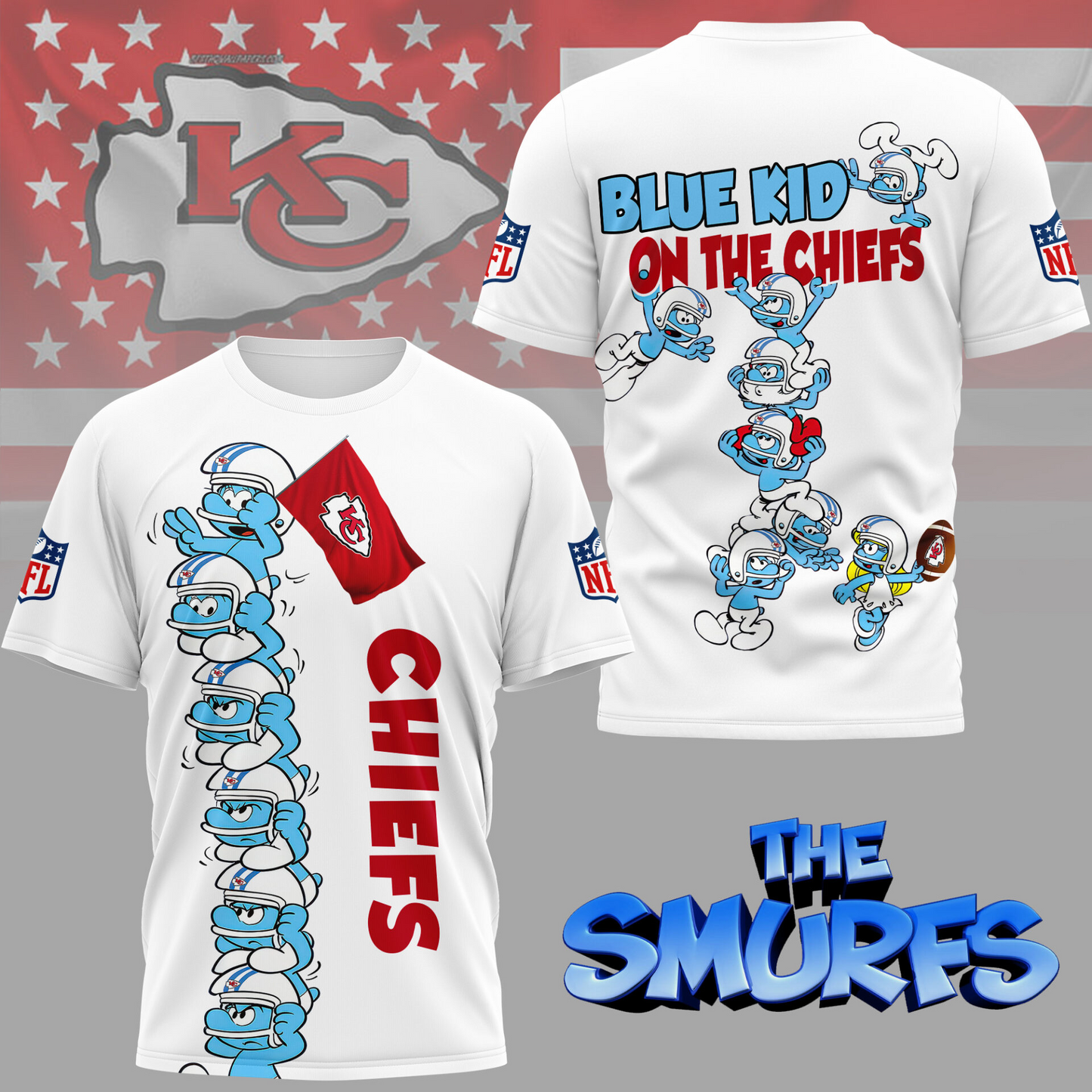 KCC Premium NFL x Smurfs 3D Shirt DDT 210725 CTND