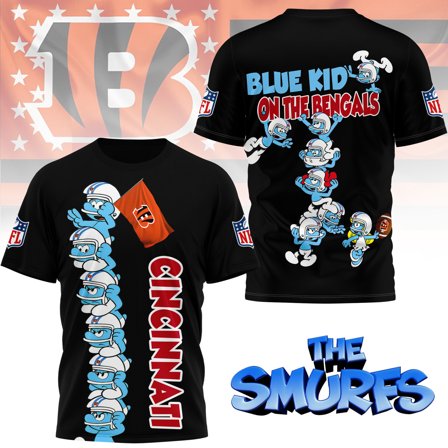 CIN Premium NFL x Smurfs 3D Shirt DDT 210725 CTND