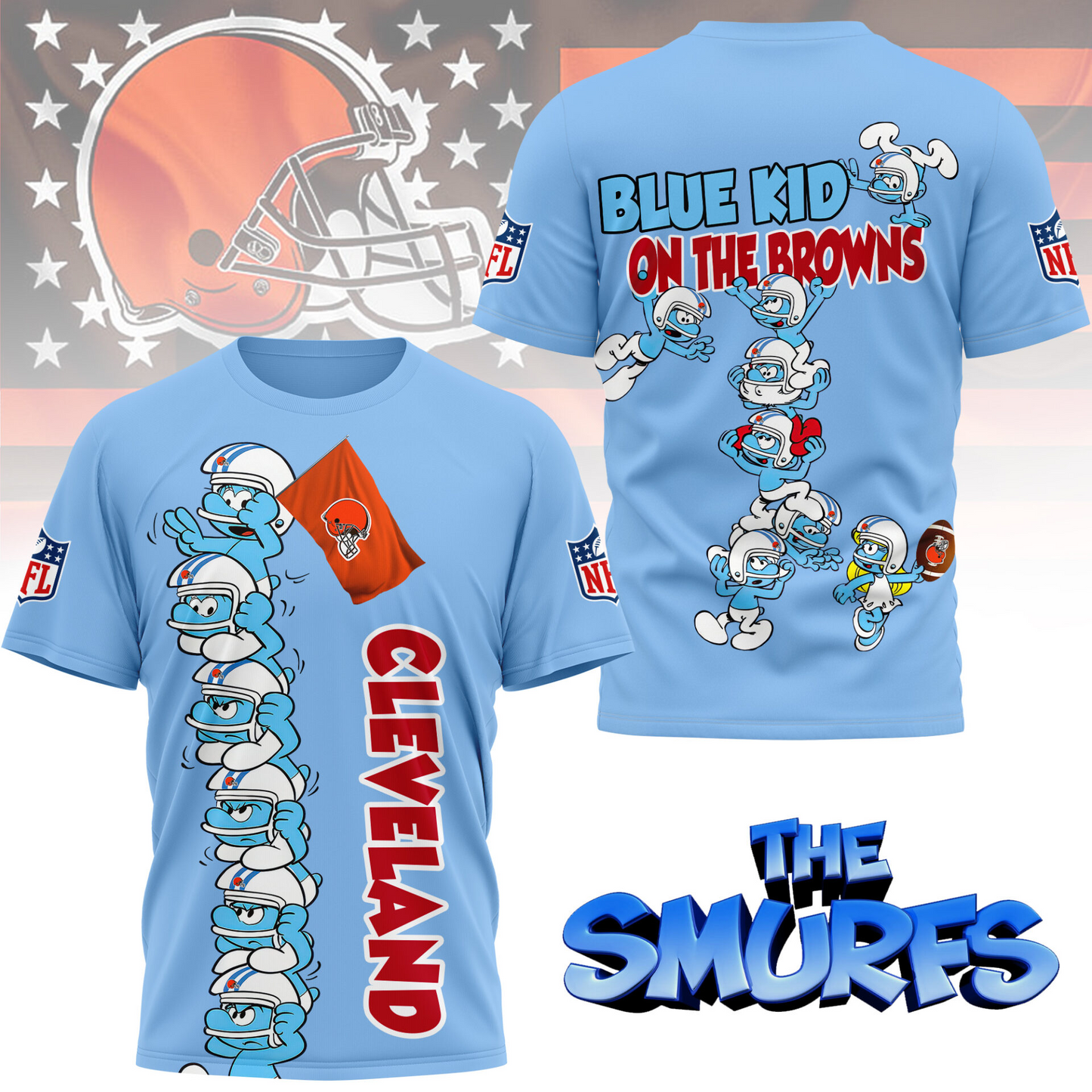 CLE Premium NFL x Smurfs 3D Shirt DDT 210725 CTND
