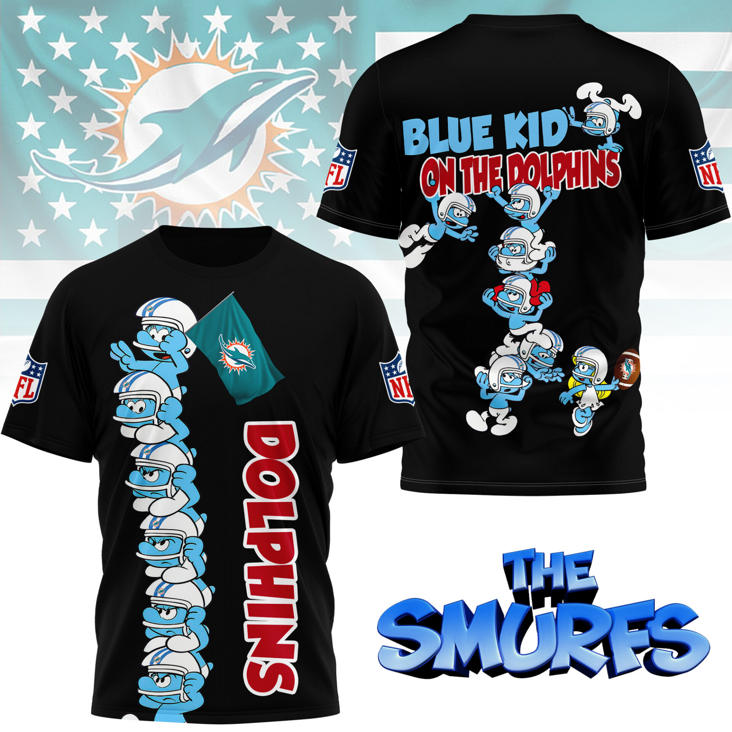 MD Premium NFL x Smurfs 3D Shirt DDT 210725 CTND
