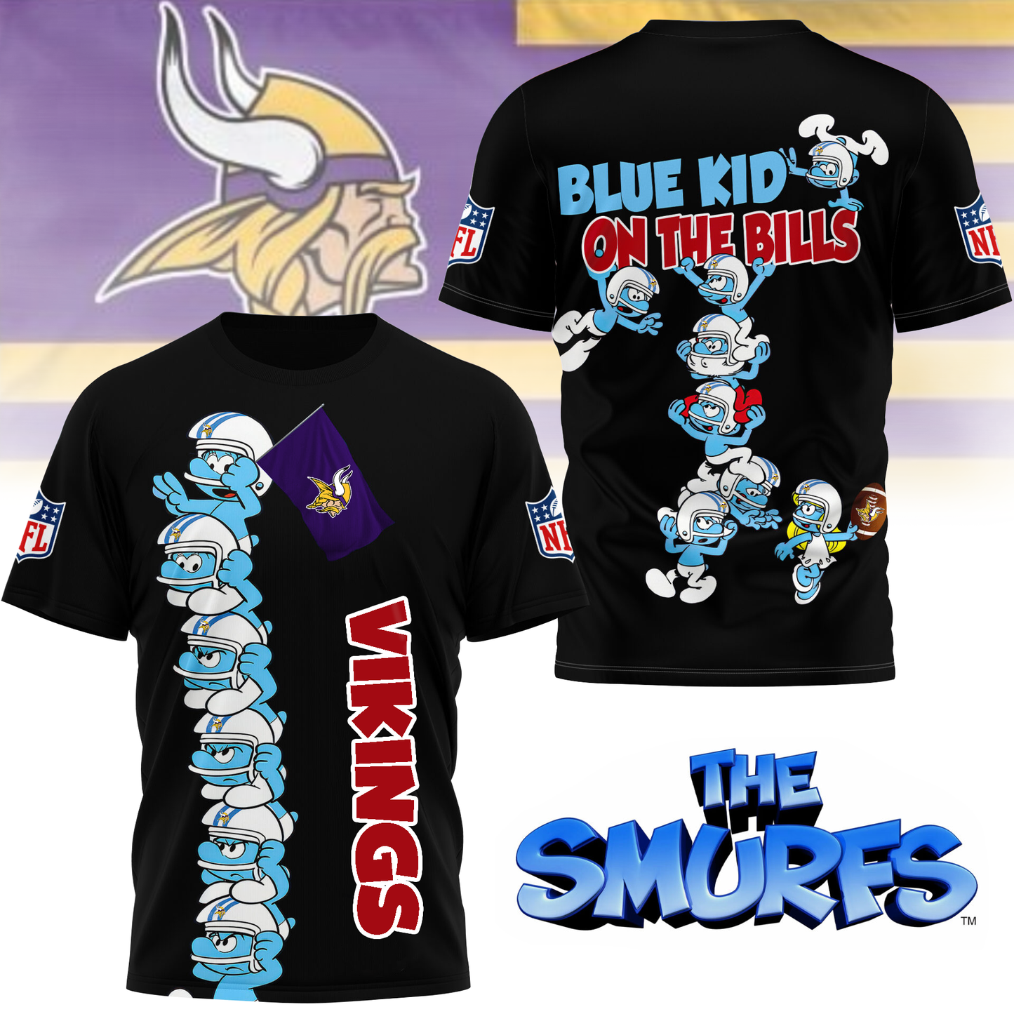 MV Premium NFL x Smurfs 3D Shirt DDT 210725 CTND