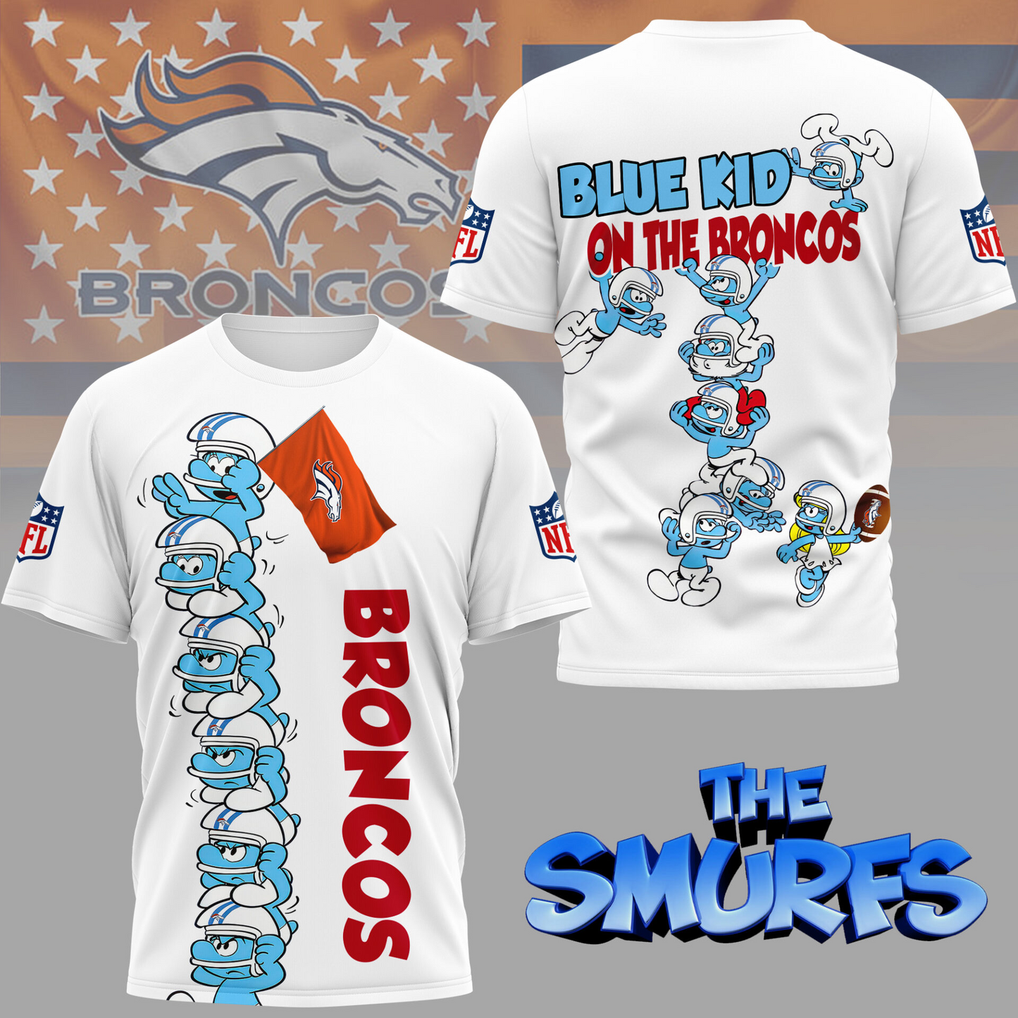 DB Premium NFL x Smurfs 3D Shirt DDT 210725 CTND