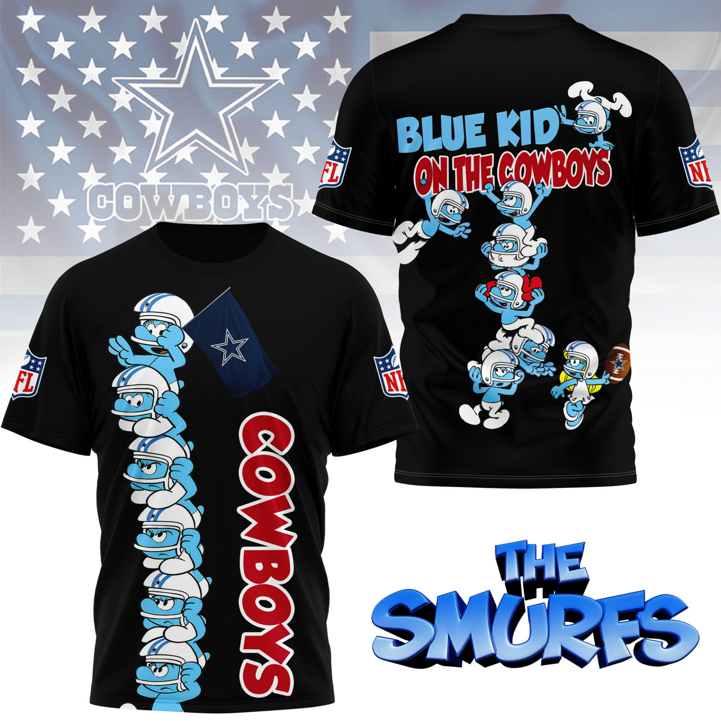 DC Premium NFL x Smurfs 3D Shirt DDT 210725 CTND