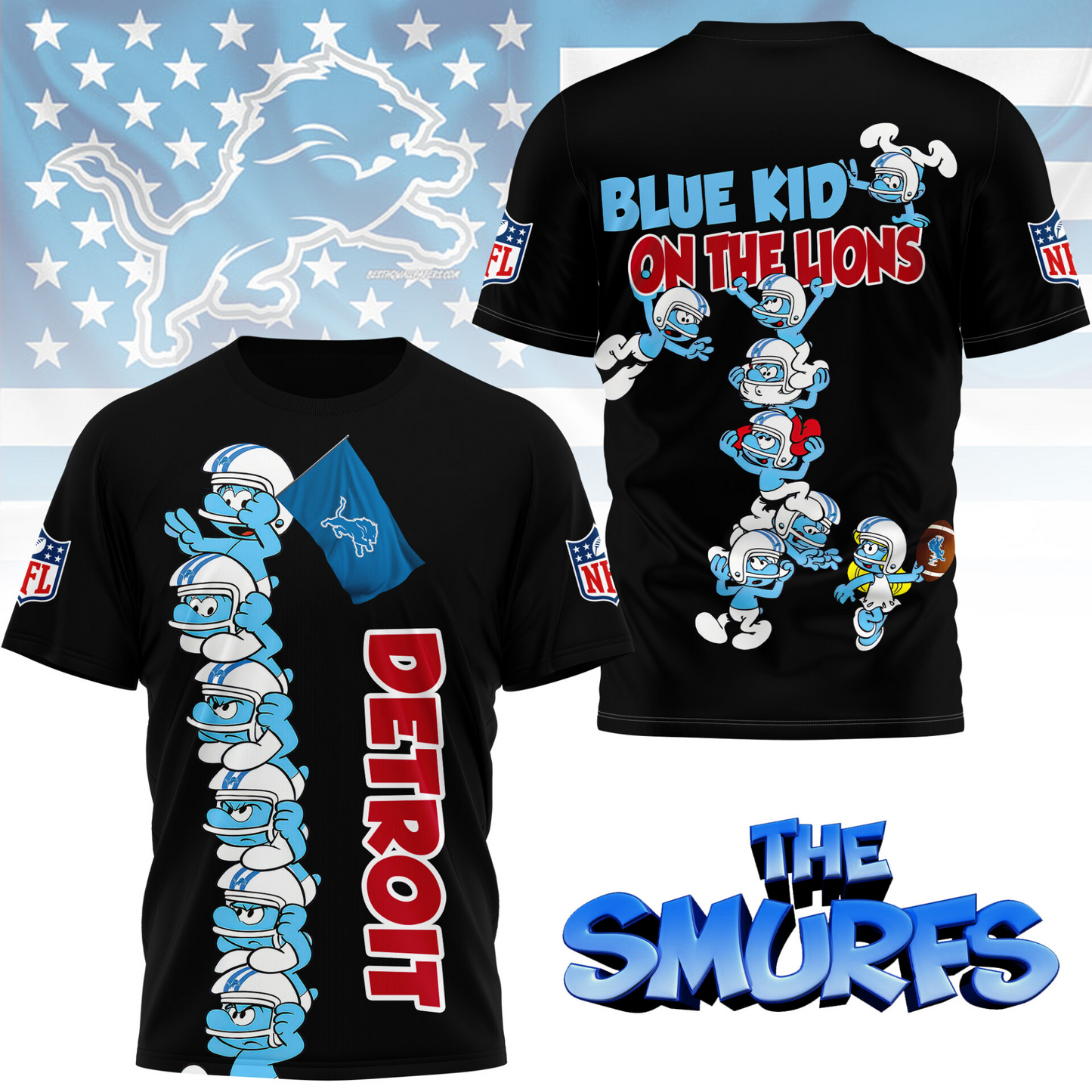 DL Premium NFL x Smurfs 3D Shirt DDT 210725 CTND