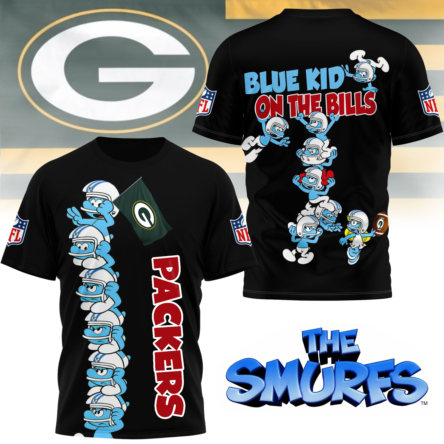 GBP Premium NFL x Smurfs 3D Shirt DDT 210725 CTND
