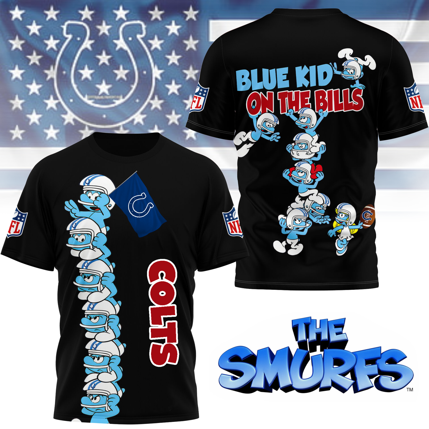 IC Premium NFL x Smurfs 3D Shirt DDT 220725 CTND