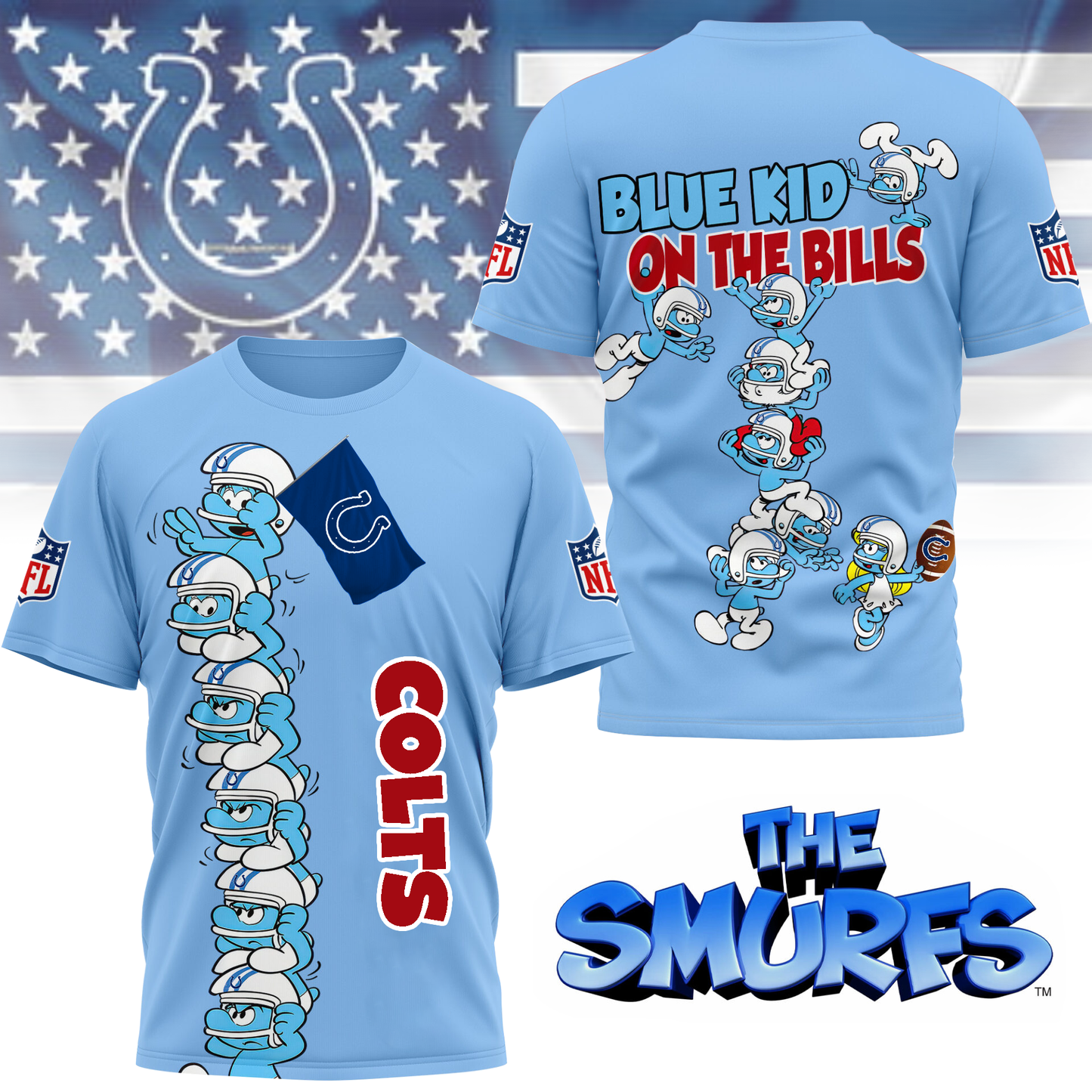 IC Premium NFL x Smurfs 3D Shirt DDT 220725 CTND