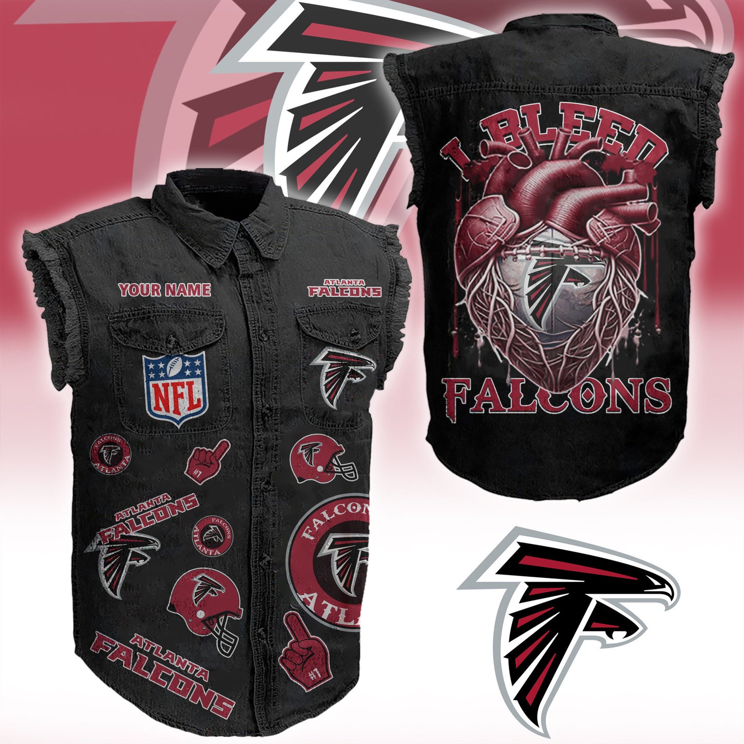 AF NFL Personalize Sleeveless Denim Jacket For Fan DDT CTND