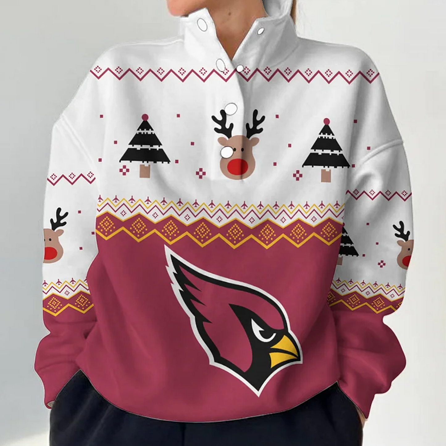 ARI X NFL Women's Outdoor Casual Stand Collar Long Sleeve Pullover DATND THUONGNH