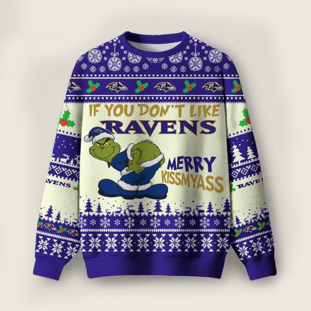 BR Premium NFL Merry Kissmyass Ugly Sweater DDT CTND
