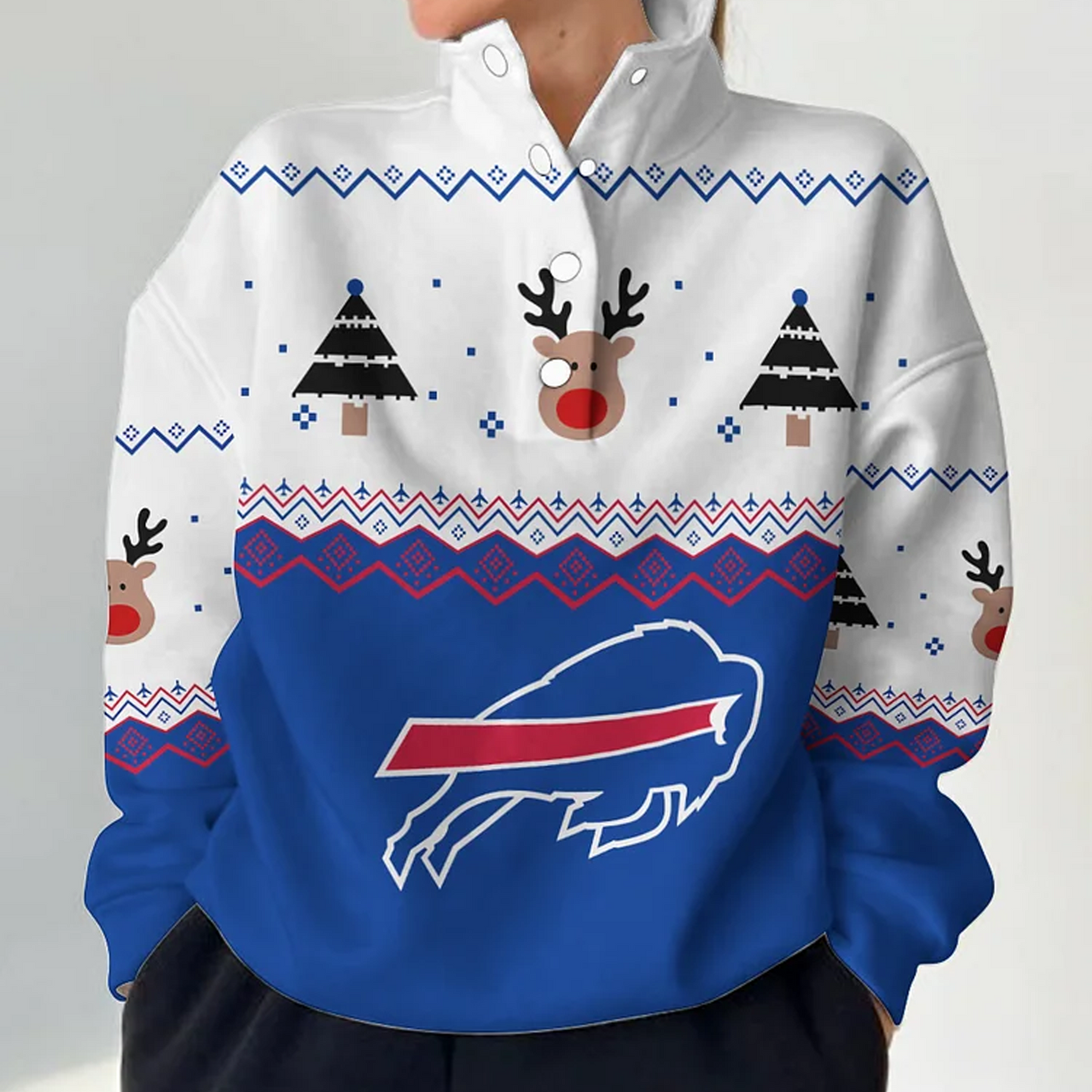 BUF X NFL Women's Outdoor Casual Stand Collar Long Sleeve Pullover DATND THUONGNH