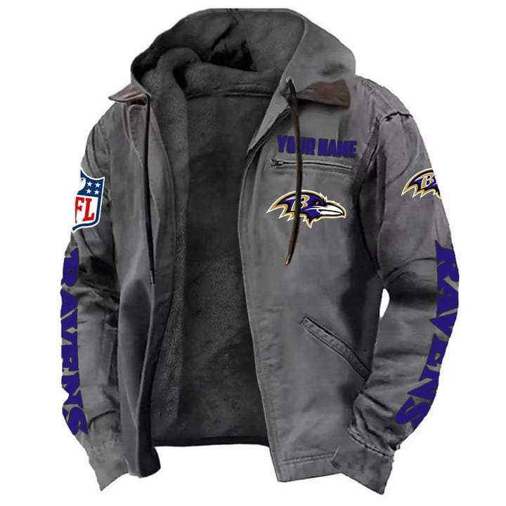 Baltimore Ravens Hooded Cardigan Jacket V1 NAK