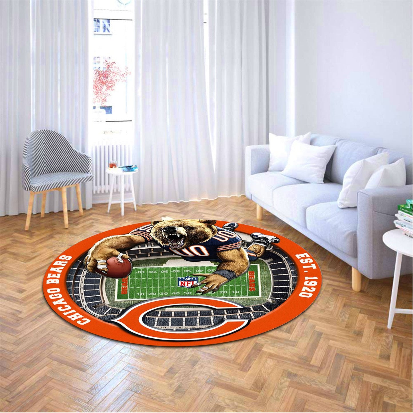 CHI x NFL Luxury 3D Round Rug DatND DVT