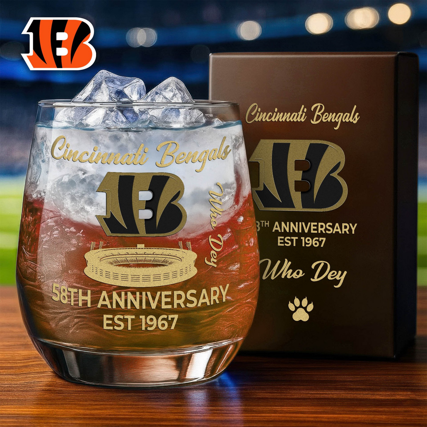 CIN Premium NFL Legacy Celebration Whiskey Glass DDT 111125 NTL