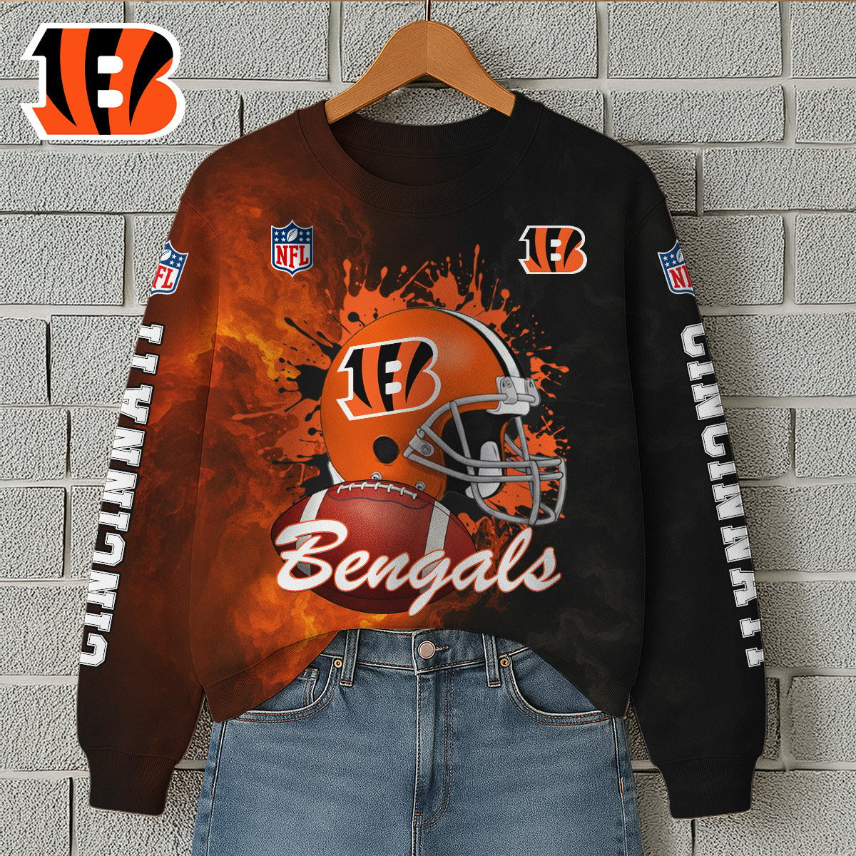 CIN Premium NFL Printed Long Sleeve Casual Sweatshirt DDT NTL