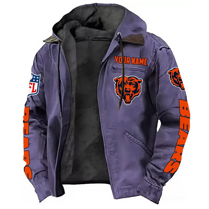 Chicago Bears Hooded Cardigan Jacket V1 NAK
