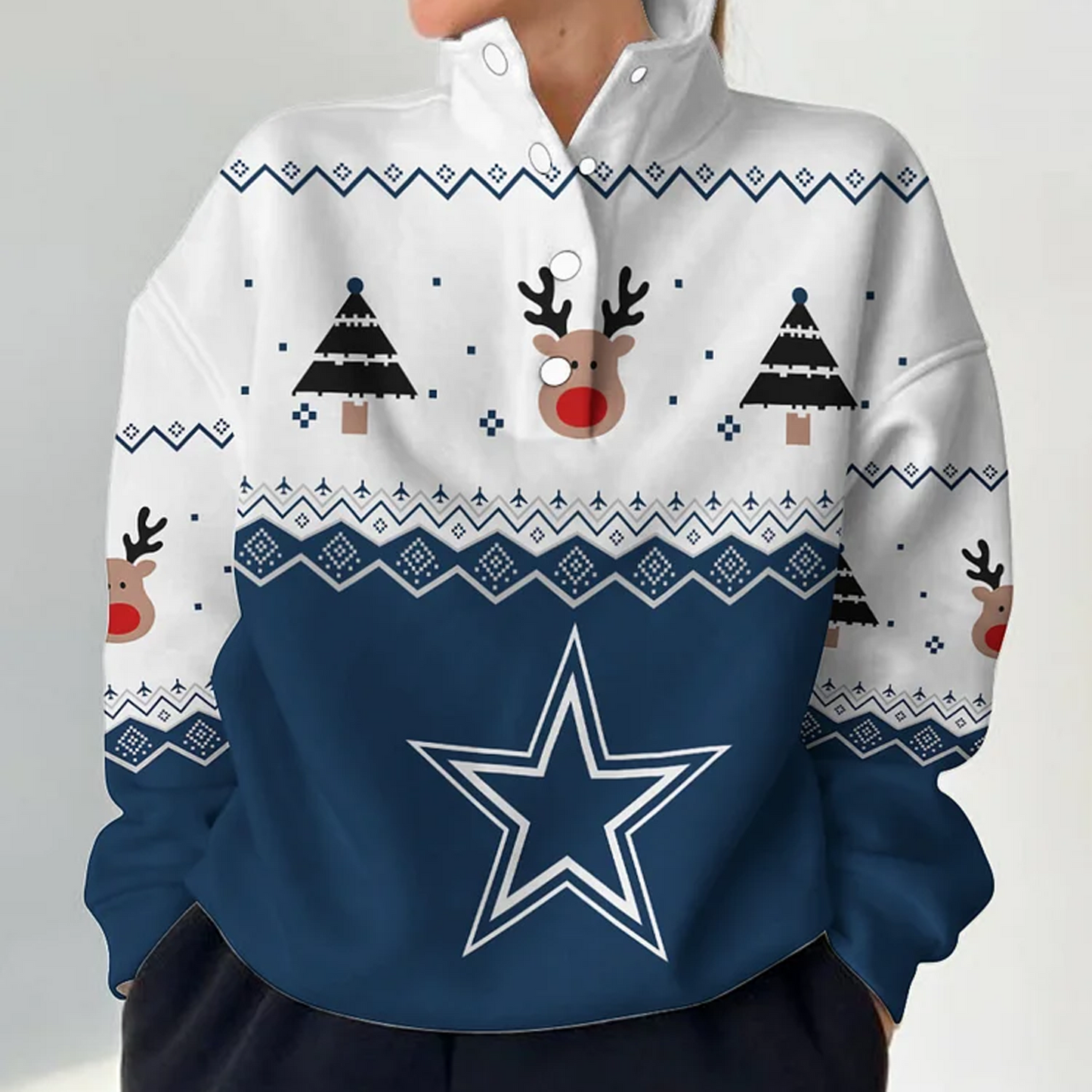 DAL X NFL Women's Outdoor Casual Stand Collar Long Sleeve Pullover DATND THUONGNH