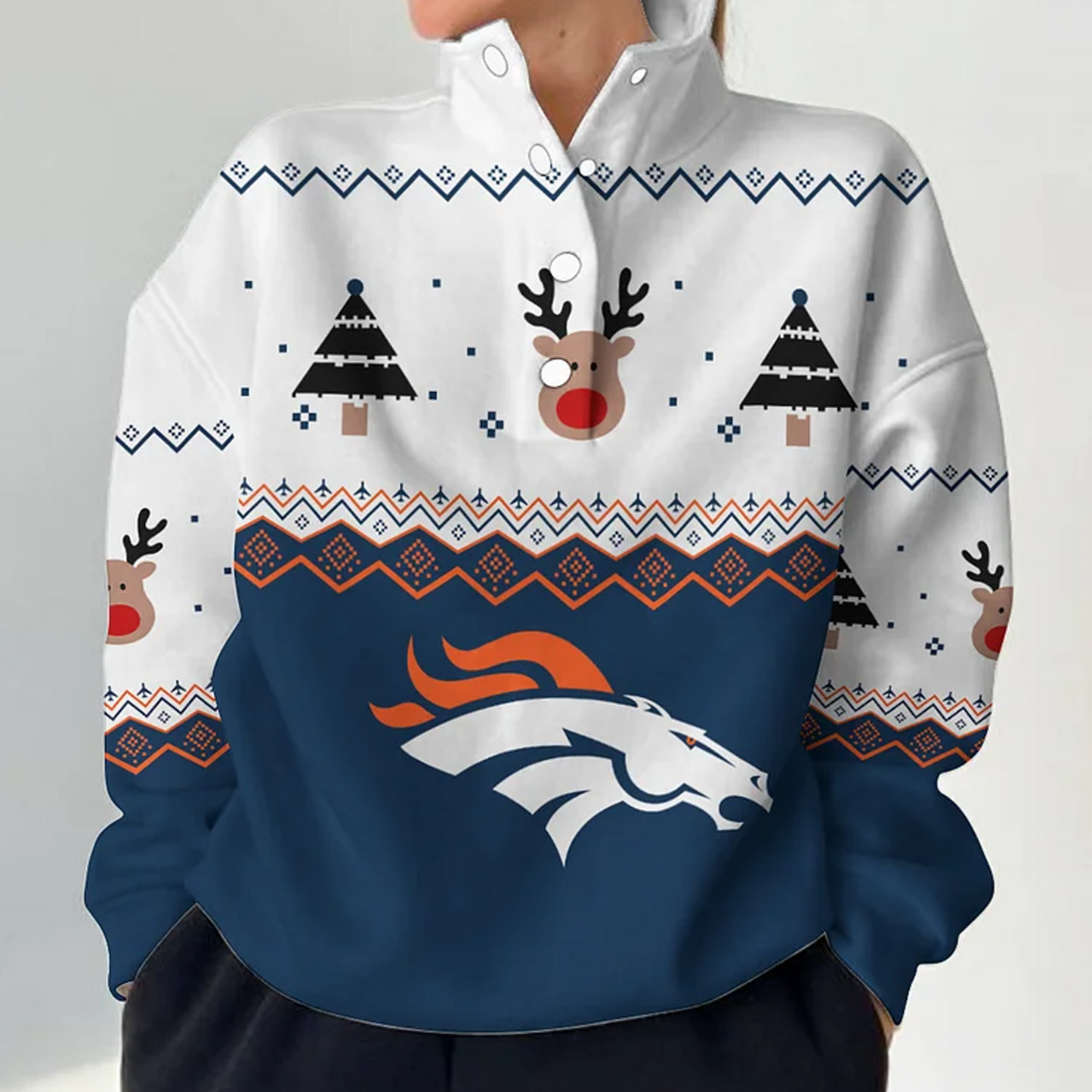 DEN X NFL Women's Outdoor Casual Stand Collar Long Sleeve Pullover DATND THUONGNH