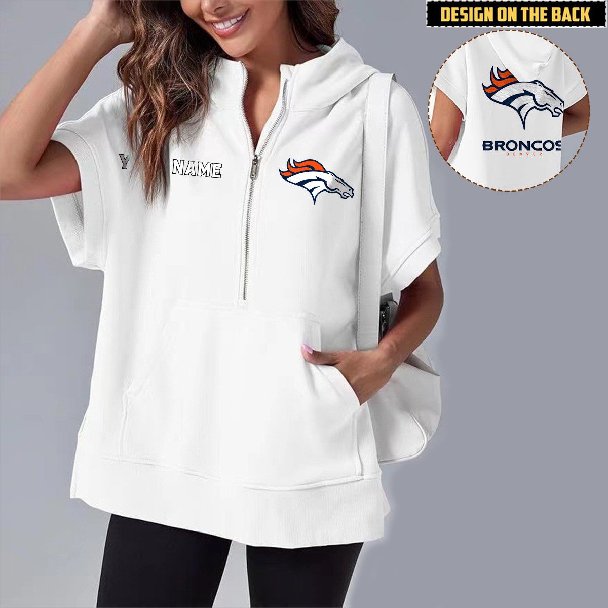 DEN x NFL Short Sleeve Zip Hoodie DATND TANTD
