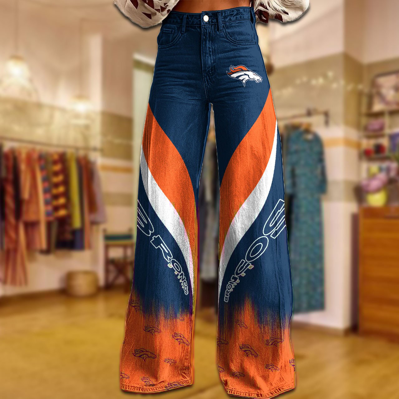 DEN x NFL Women's Casual Wide Leg Pants DATND TANTD 281025