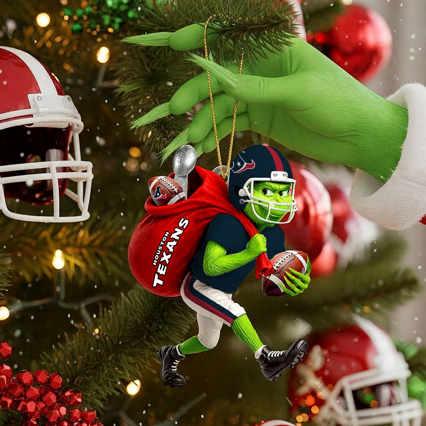 HOU x NFL Personalized Grinch Football Christmas DATND TANTD