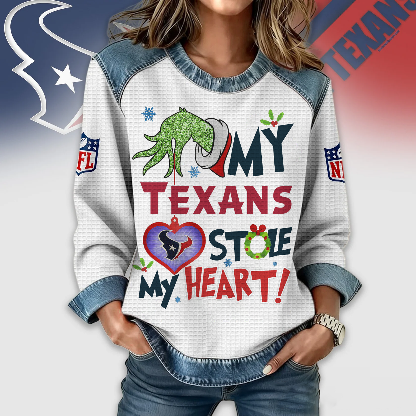 HT Premium NFL Grinch Women‘s Casual Sweatshirt DDT 081125 NTL