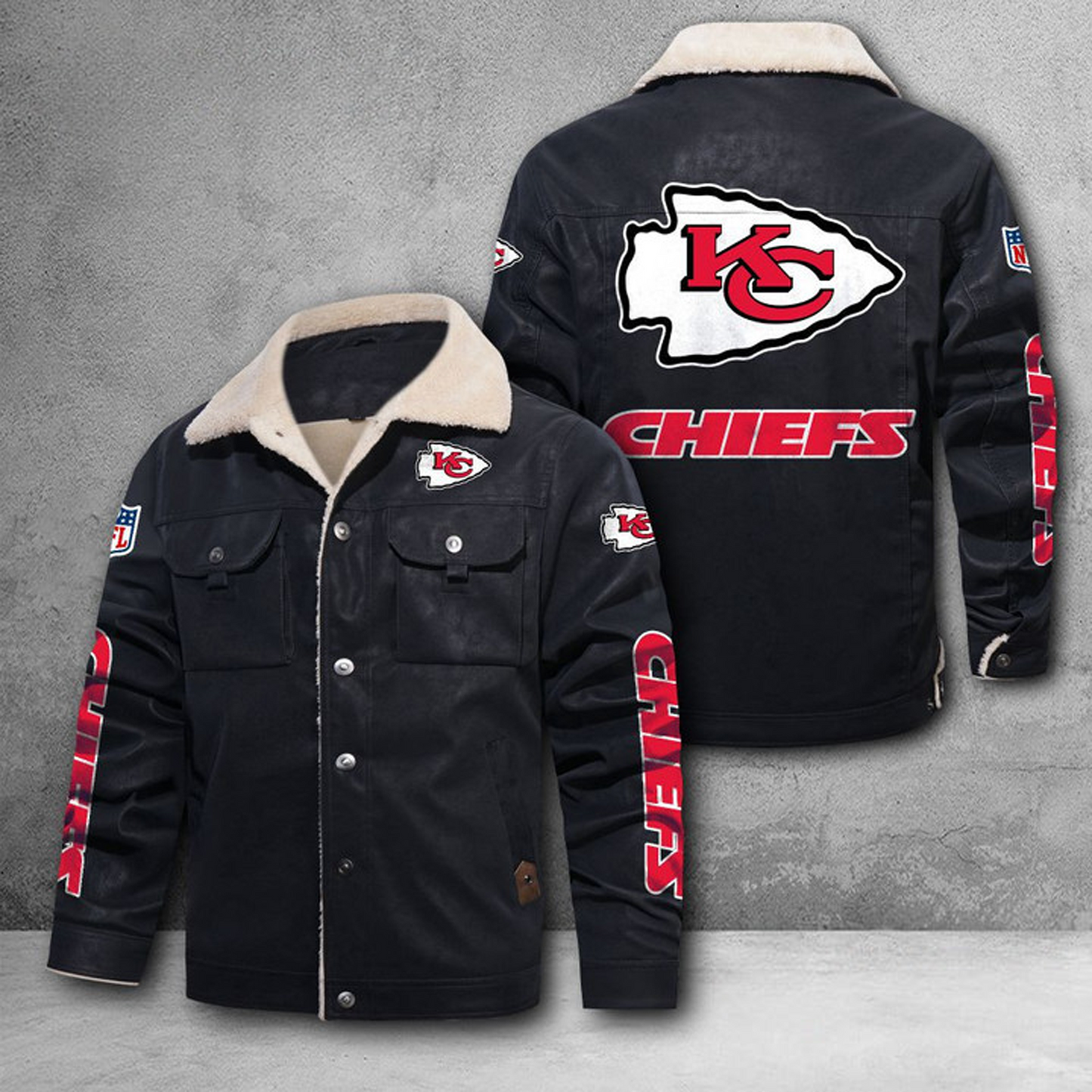KC X NFL LEATHER JACKET DATND THUONGNH