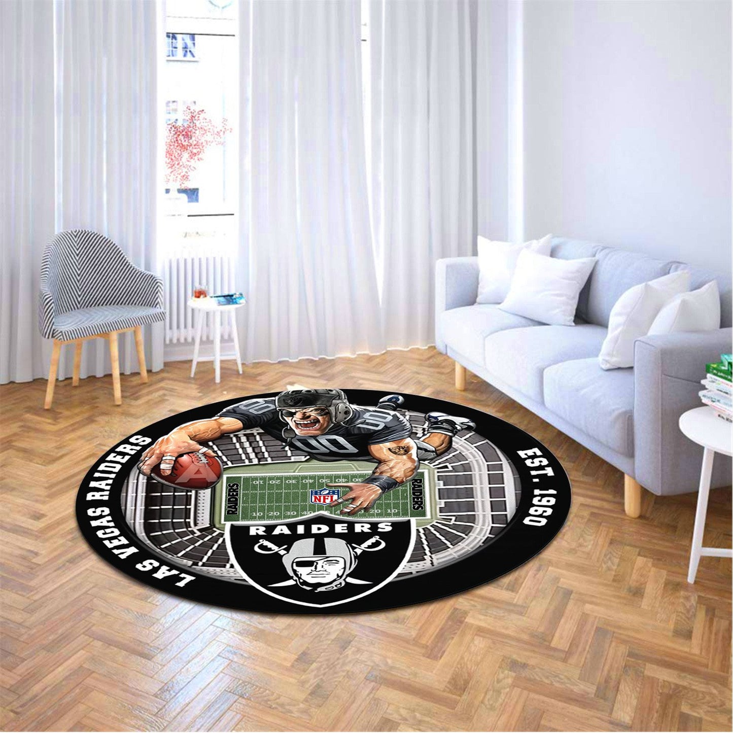 LV x NFL Luxury 3D Round Rug DatND DVT