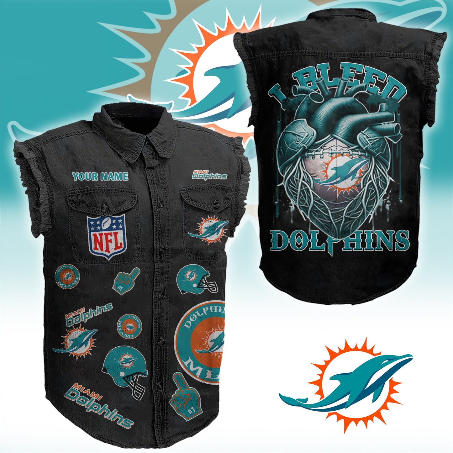 MD NFL Personalize Sleeveless Denim Jacket For Fan DDT CTND