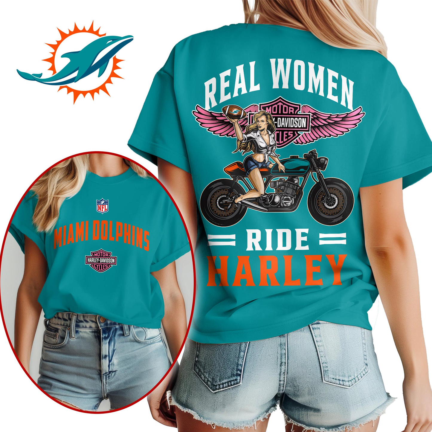 MD Premium NFL Real Women Ride Harley 3D Shirt DDT CTND