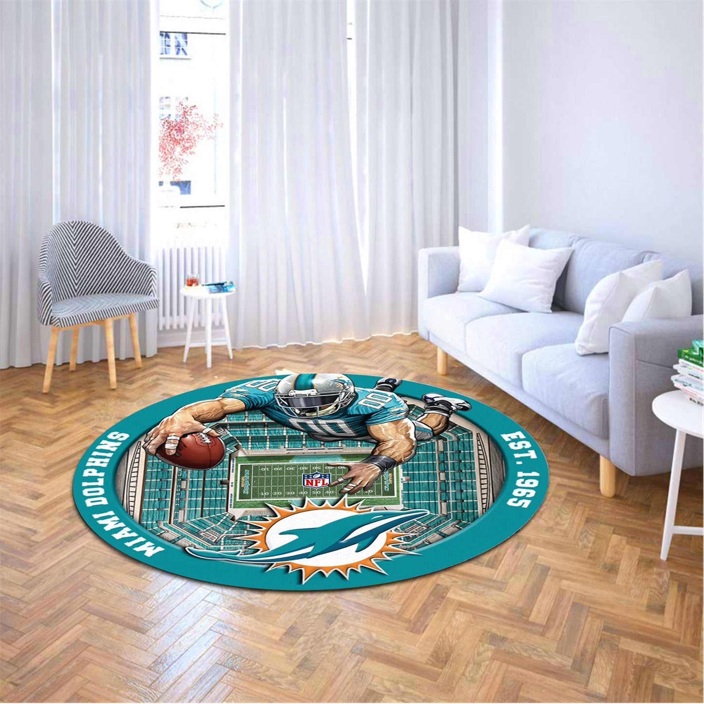 MIA x NFL Luxury 3D Round Rug DatND DVT