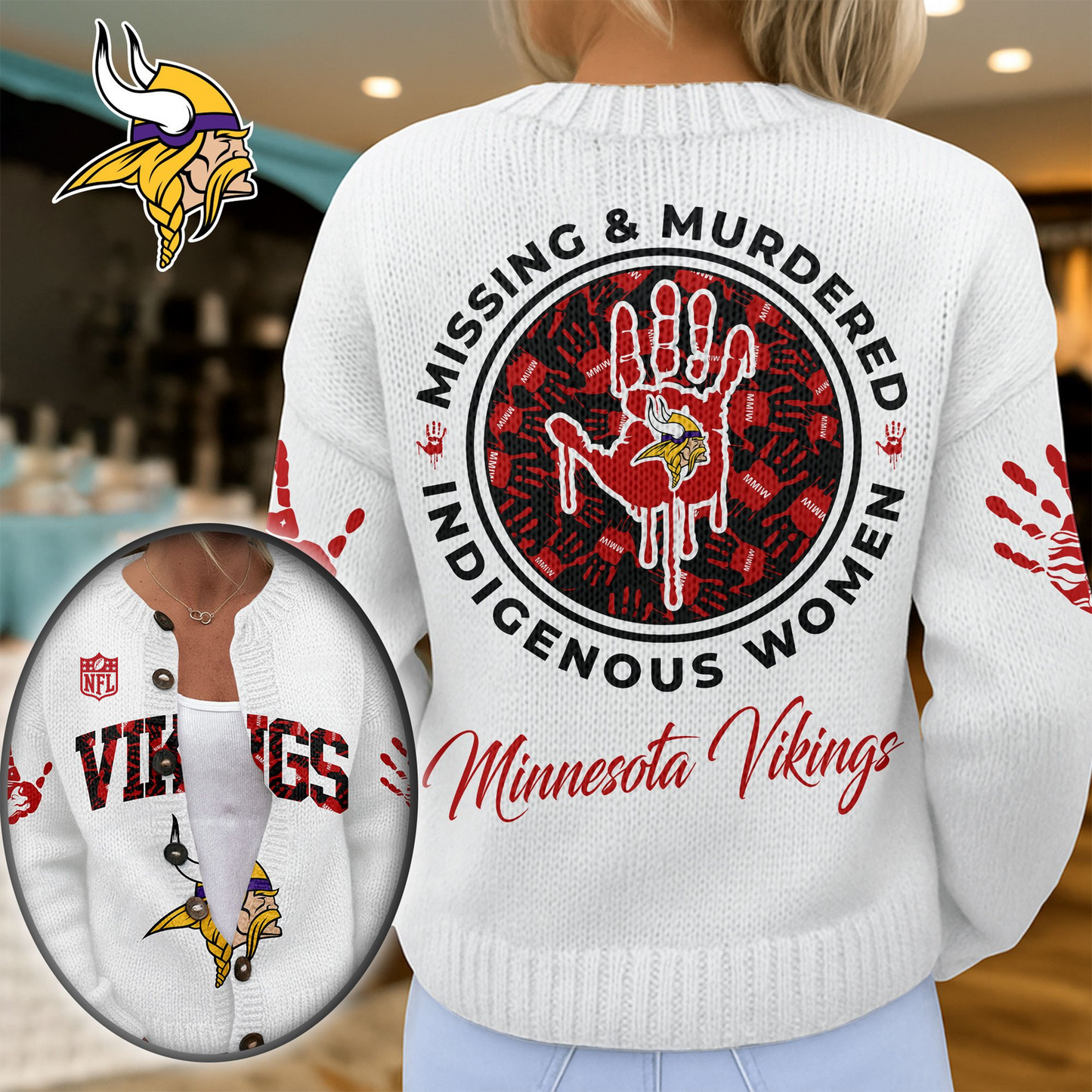 MV Premium NFL Cozy Knit Cardigan DDT NTL