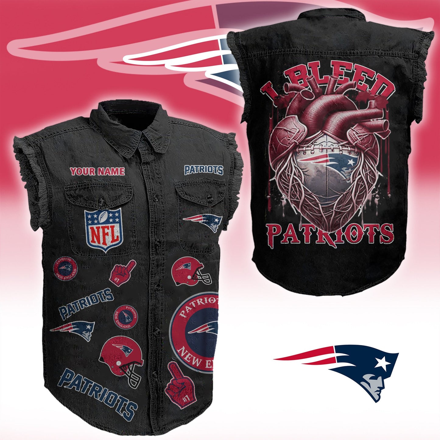 NEP NFL Personalize Sleeveless Denim Jacket For Fan DDT CTND