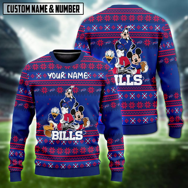 NFL x BB Disney Donald Duck Mickey Mouse Goofy Ugly Christmas Sweater V1 NAK