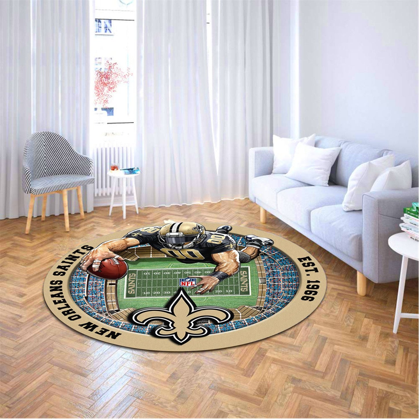 NO x NFL Luxury 3D Round Rug DatND DVT