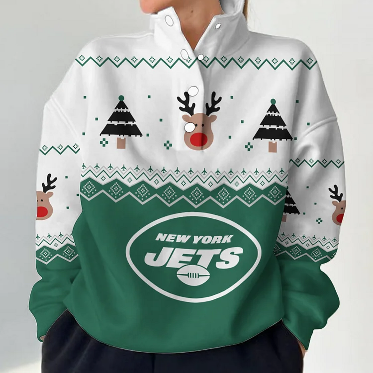 NYJ X NFL Women's Outdoor Casual Stand Collar Long Sleeve Pullover DATND THUONGNH