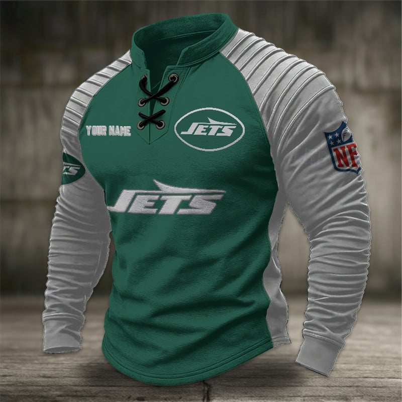 NYJ x NFL Men Stand Collar Long Sleeve Top DDT CTND