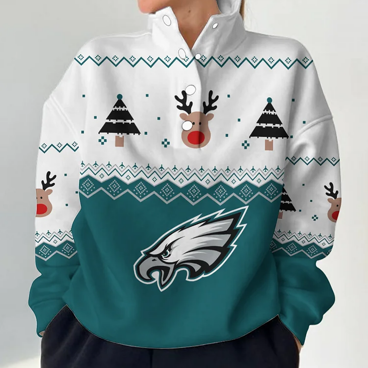 PHI X NFL Women's Outdoor Casual Stand Collar Long Sleeve Pullover DATND THUONGNH