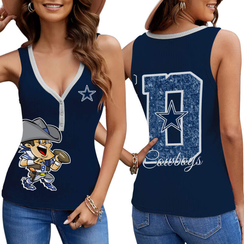 PREMIUM NFL X DAL Women V-Neck Ribbed Tank Top NDT NHM