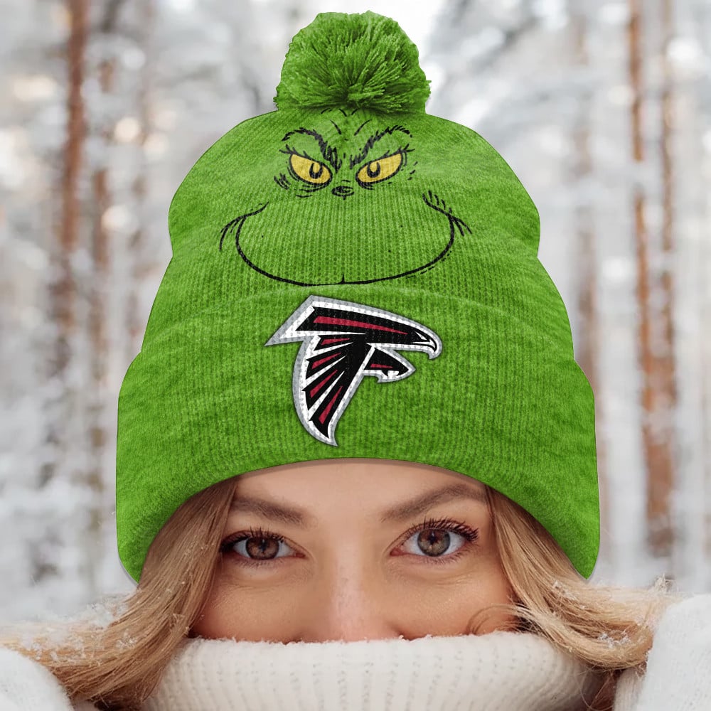 PREMIUM NFL X FAL Green Grinch Beanie Hat Christmas Gifts NDT NHM