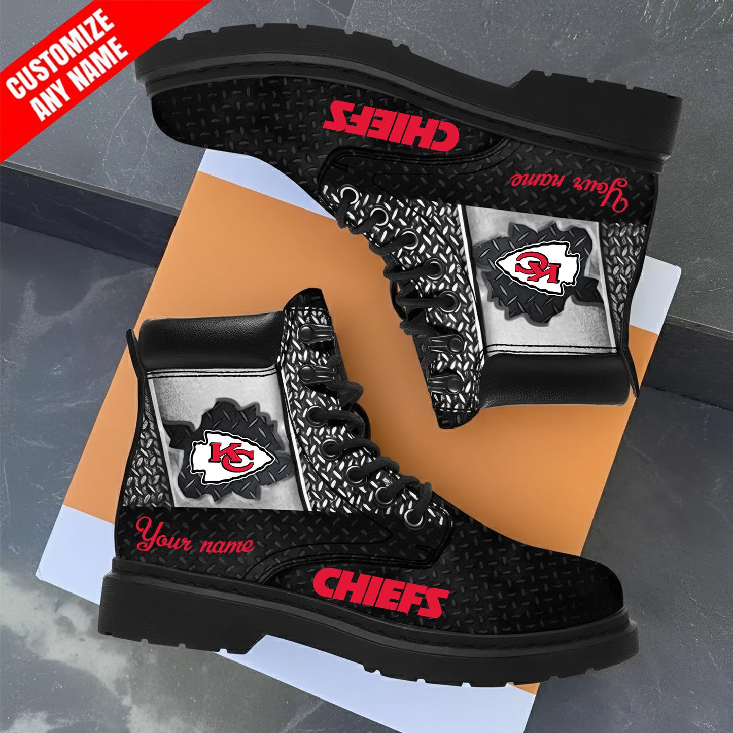 PREMIUM NFL X KC CUSTOME CLASSIC LEATHER BOOTS NDT NHM