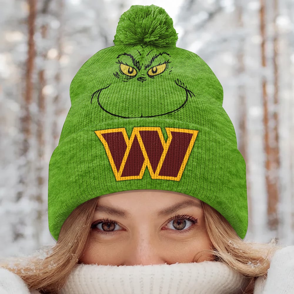 PREMIUM NFL X WAS Green Grinch Beanie Hat Christmas Gifts NDT NHM
