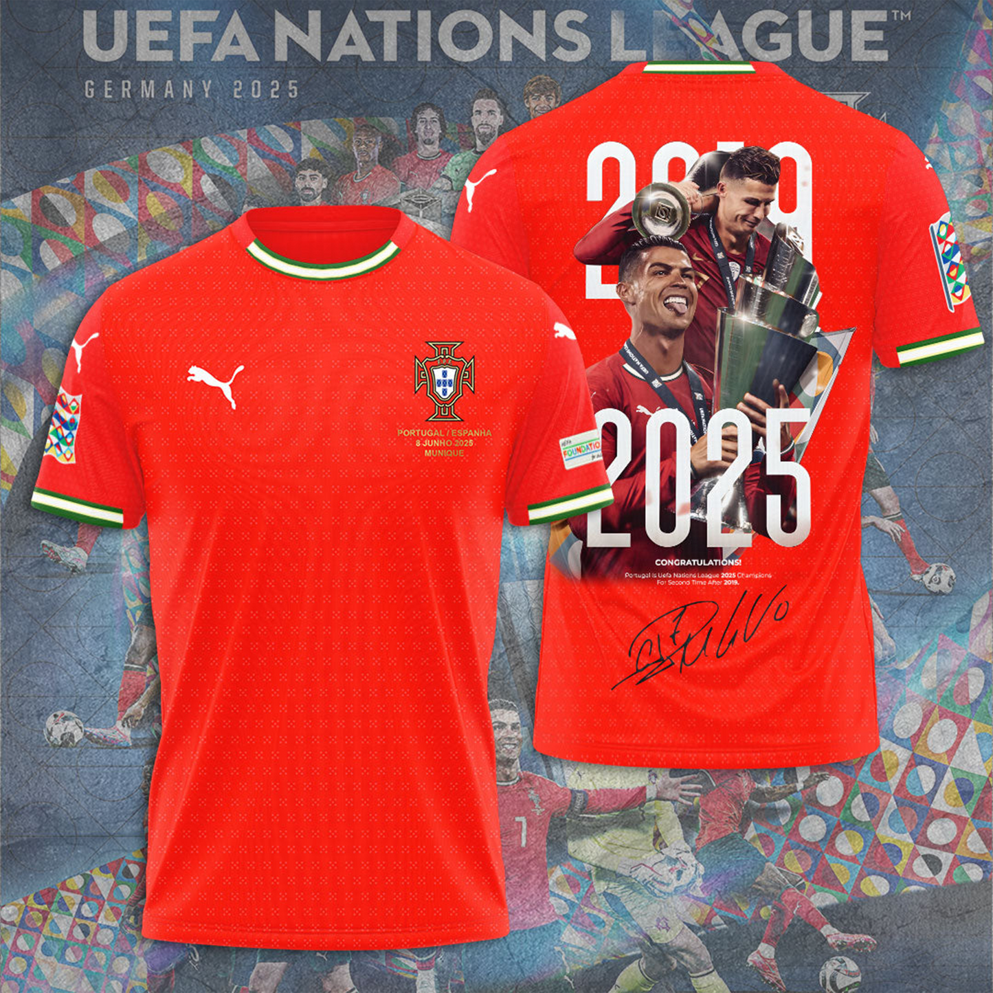 Portugal UEFA Nations League 2025 Champions 3D Shirt V2 NDD DVT