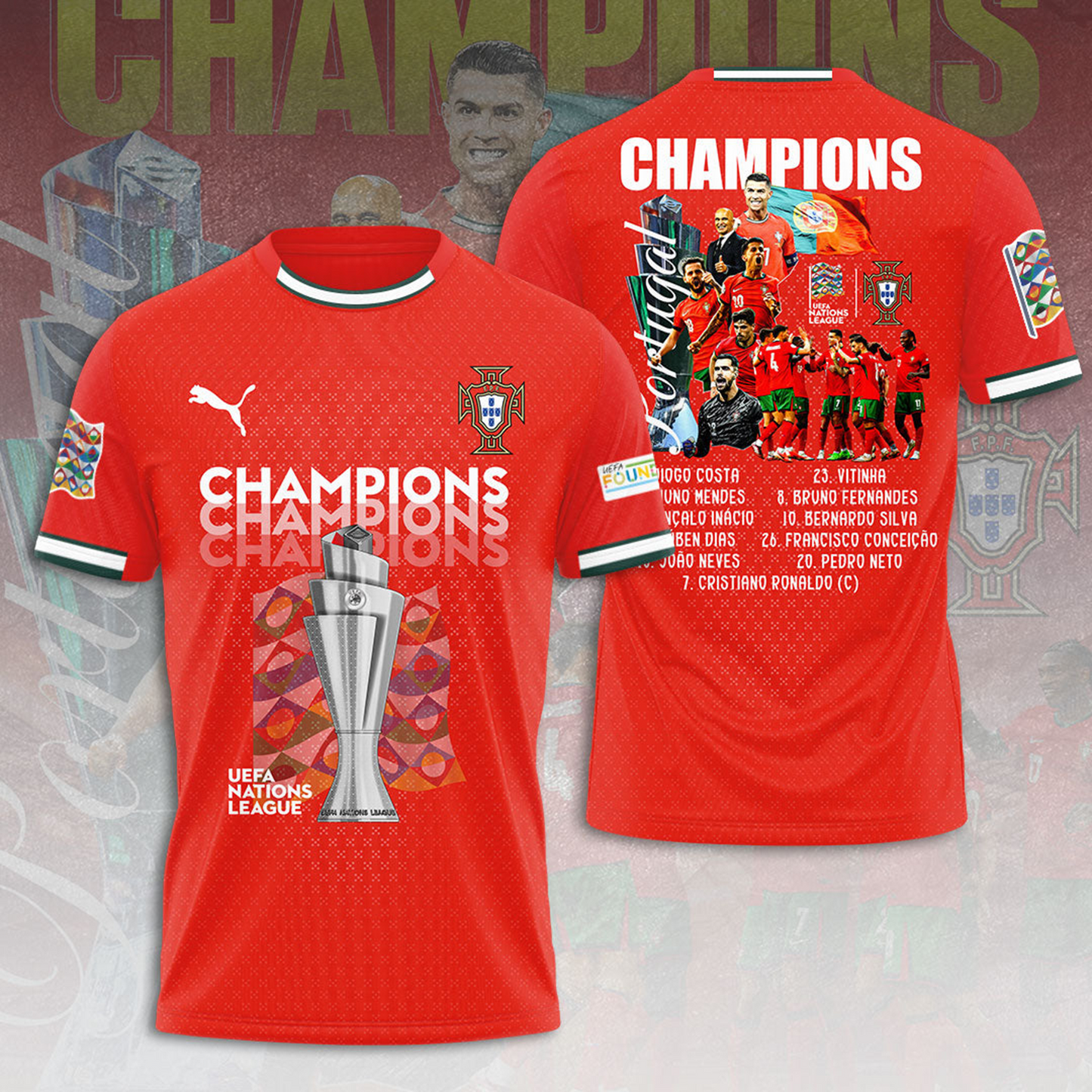 Portugal UEFA Nations League 2025 Champions 3D Shirt V4 NDD DVT