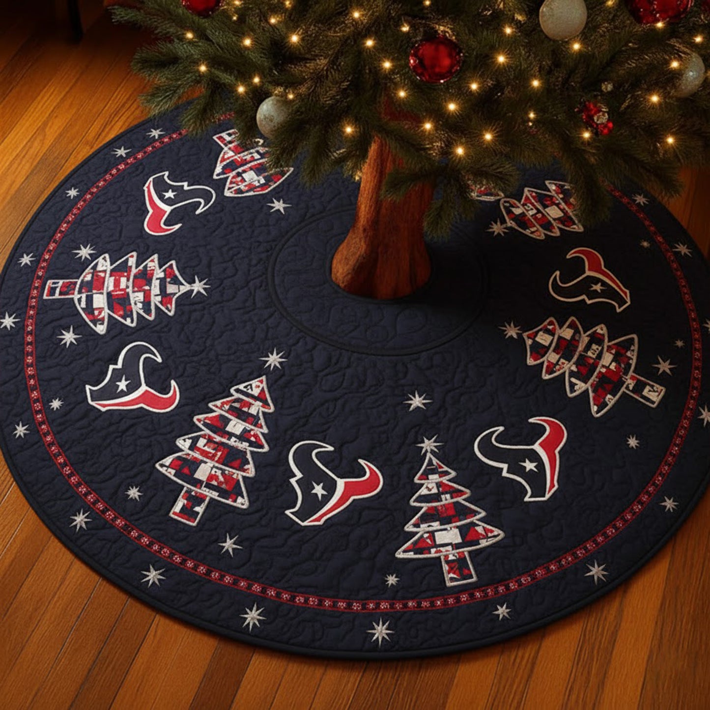 Premium NFL HOU Chrismast Tree Skirt V2 NMD NHM