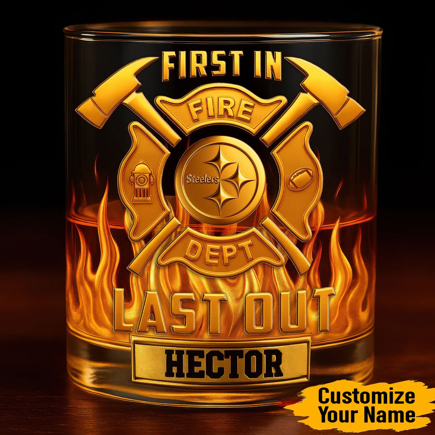 Premium NFL PIT First In Last Out Whiskey Glass V1 NMD NHM