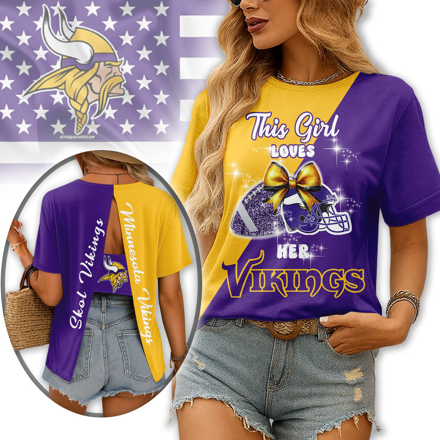 Premium NFL Vinking x Back Slit Short Sleeve NDT NHM