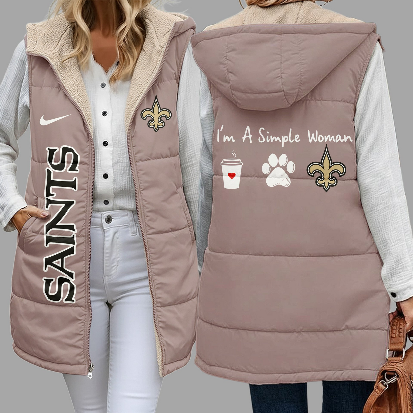 Premium NFL X NO Simple Girl Quilted Vest NDT NHM 3010