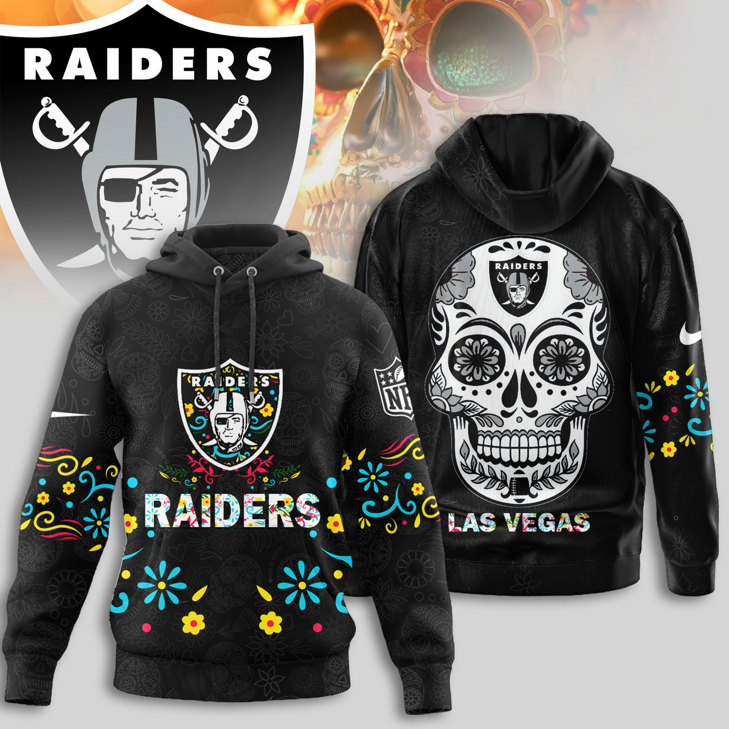 Premium NFL X RAI Dia de los Muertos Limited Editions Hoodie NDT NHM